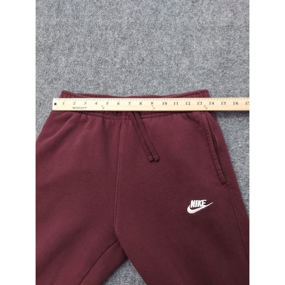 Nike Sportswear Club Sweat Pants Mens Small Burgundy Red Fleece Logo Joggers - Picture 9 of 13